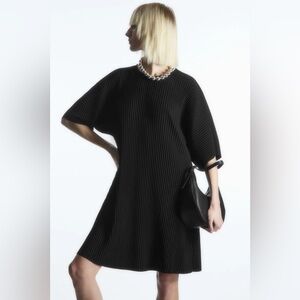 COS Pleated Mini Dress Black Medium